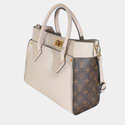 Pre Owned Louis Vuitton Greige Calfskin Monogram On My Side MM bag