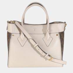 Pre Owned Louis Vuitton Greige Calfskin Monogram On My Side MM bag