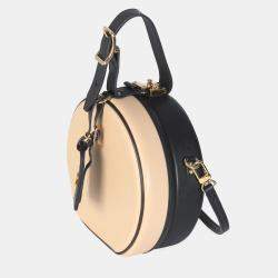 Pre Owned Louis Vuitton Black Beige Calfskin Petite Boite Chapeau bag