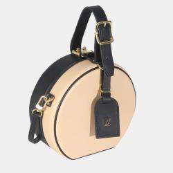 Pre Owned Louis Vuitton Black Beige Calfskin Petite Boite Chapeau bag
