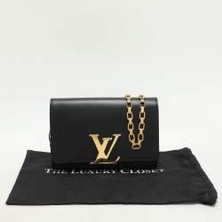 Louis Vuitton Black Leather Chain Louise GM Bag