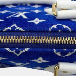 Louis Vuitton Blue/White Monogram Jacquard Velvet Speedy Bandouliere 20