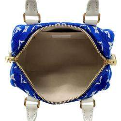 Louis Vuitton Blue/White Monogram Jacquard Velvet Speedy Bandouliere 20