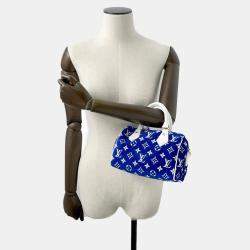 Louis Vuitton Blue/White Monogram Jacquard Velvet Speedy Bandouliere 20