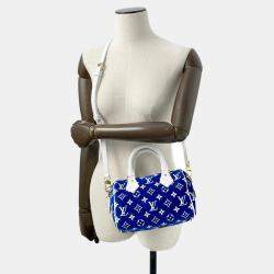 Louis Vuitton Blue/White Monogram Jacquard Velvet Speedy Bandouliere 20