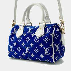 Louis Vuitton Blue/White Monogram Jacquard Velvet Speedy Bandouliere 20
