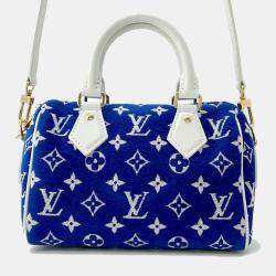 Louis Vuitton Blue/White Monogram Jacquard Velvet Speedy Bandouliere 20