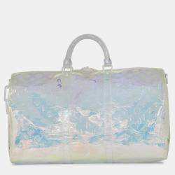 Louis Vuitton White Monogram Prism Keepall Bandouliere 50