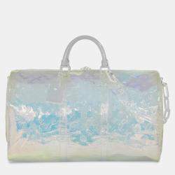 Louis Vuitton White Monogram Prism Keepall Bandouliere 50