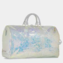 Louis Vuitton White Monogram Prism Keepall Bandouliere 50