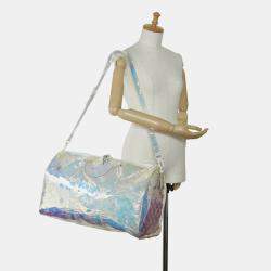 Louis Vuitton White Monogram Prism Keepall Bandouliere 50