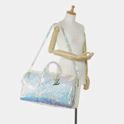 Louis Vuitton White Monogram Prism Keepall Bandouliere 50