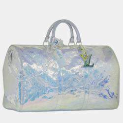 Louis Vuitton White Monogram Prism Keepall Bandouliere 50
