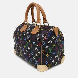 Louis Vuitton Speedy 30 Black Monogram Multicolor Canvas Top Handle Bag