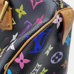 Louis Vuitton Speedy 30 Black Monogram Multicolor Canvas Top Handle Bag