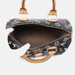 Louis Vuitton Speedy 30 Black Monogram Multicolor Canvas Top Handle Bag