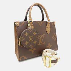 Pre Owned Louis Vuitton Onthego PM Brown Monogram Giant Reverse Canvas Tote Bag