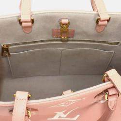 Louis Vuitton Onthego MM Rose Trianon Creme Monogram Empreinte Tote Bag 