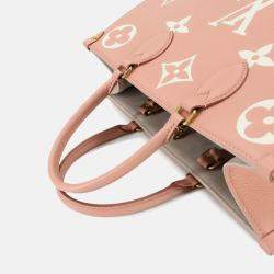 Louis Vuitton Onthego MM Rose Trianon Creme Monogram Empreinte Tote Bag 
