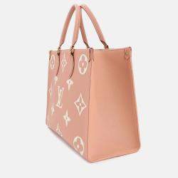 Louis Vuitton Onthego MM Rose Trianon Creme Monogram Empreinte Tote Bag 