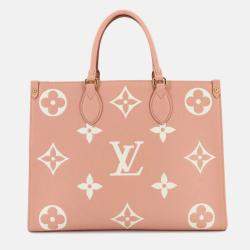Louis Vuitton Bicolor Monogram Empreinte Onthego Mm Tote Bag Rose Trianon Creme