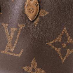 Louis Vuitton On The Go MM Brown Coated Canvas Leather Monogram Giant Tote Bag 