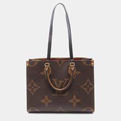 Louis Vuitton On The Go MM Brown Coated Canvas Leather Monogram Giant Tote Bag 