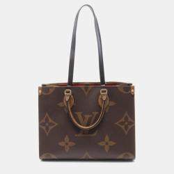 Louis Vuitton On The Go MM Brown Coated Canvas Leather Monogram Giant Tote Bag 