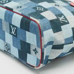 Louis Vuitton Blue/Red Denim Patchwork Neverfull MM Bag