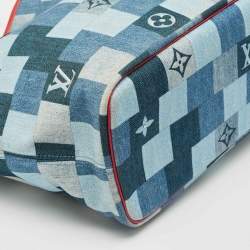 Louis Vuitton Blue/Red Denim Patchwork Neverfull MM Bag