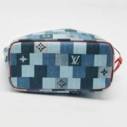 Louis Vuitton Blue/Red Denim Patchwork Neverfull MM Bag