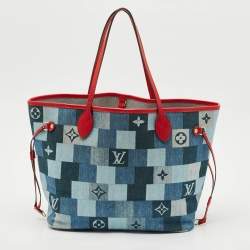Louis Vuitton Blue/Red Denim Patchwork Neverfull MM Bag