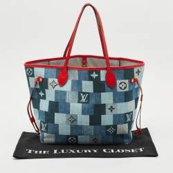 Louis Vuitton Blue/Red Denim Patchwork Neverfull MM Bag