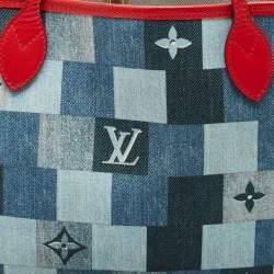 Louis Vuitton Blue/Red Denim Patchwork Neverfull MM Bag