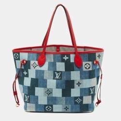 Louis Vuitton Blue/Red Denim Patchwork Neverfull MM Bag