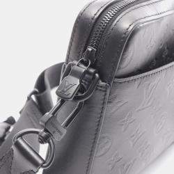 Louis Vuitton Duo Messenger Black Monogram Shadow Leather Crossbody Bag