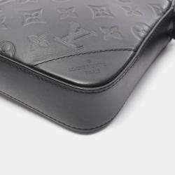 Louis Vuitton Duo Messenger Black Monogram Shadow Leather Crossbody Bag