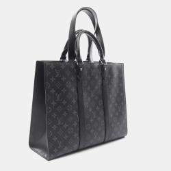 Pre Owned Louis Vuitton Sac Plat 24H Black Monogram Eclipse Canvas Tote Bag