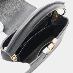 Pre Owned Louis Vuitton Capucines Mini Black Taurillon Clemence Leather Top Handle Bag