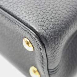 Pre Owned Louis Vuitton Capucines Mini Black Taurillon Clemence Leather Top Handle Bag