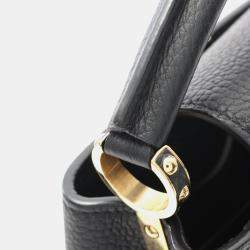 Pre Owned Louis Vuitton Capucines Mini Black Taurillon Clemence Leather Top Handle Bag