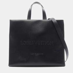 Louis Vuitton Shopper Tote MM Black Leather Tote Bag