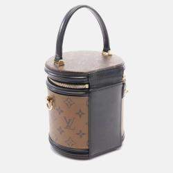 Pre Owned Louis Vuitton Cannes Brown Black Coated Canvas Leather Handbag