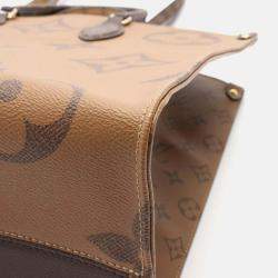 Louis Vuitton OnTheGo GM Brown Beige Coated Canvas Tote Bag