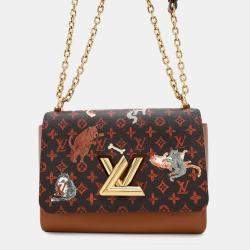 Pre Owned Louis Vuitton Sac Twist MM Orange Monogram Catogram Shoulder Bag