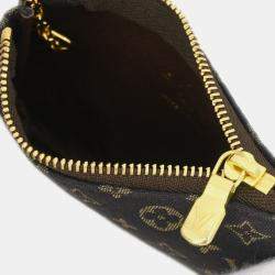 Pre Owned Louis Vuitton Pochette Brown Monogram Mini Lin Canvas Coin Purse