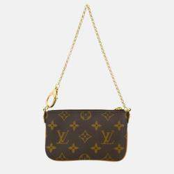 Pre Owned Louis Vuitton Pochette Milla PM Brown Monogram Canvas Clutch Bag