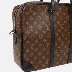 Louis Vuitton Porte Document Voyage Macassar Canvas Briefcase