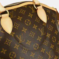 Pre Owned Louis Vuitton Lockit Brown Monogram Canvas Top Handle Bag