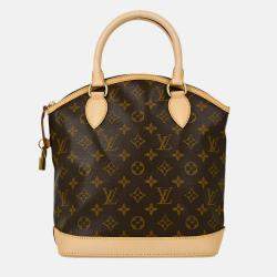 Pre Owned Louis Vuitton Lockit Brown Monogram Canvas Top Handle Bag